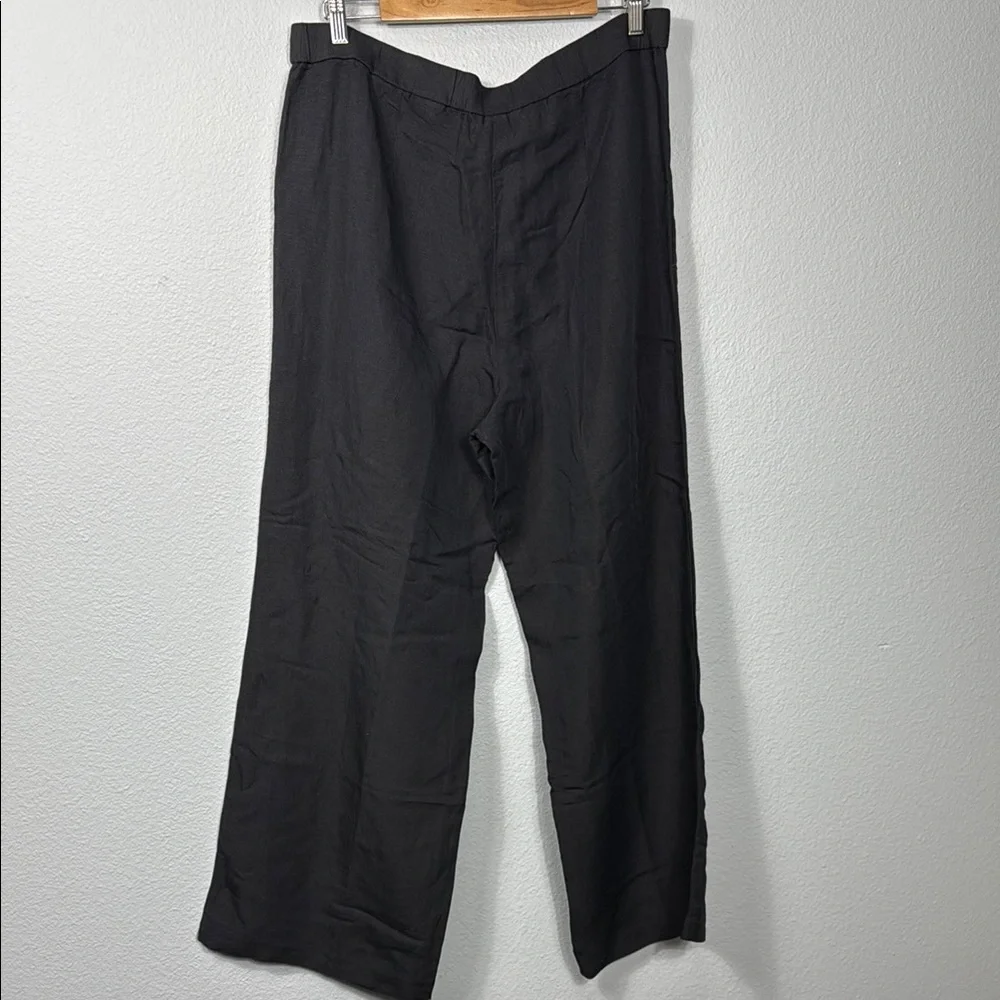 H&M Linen Blend Black Wide Leg Pants